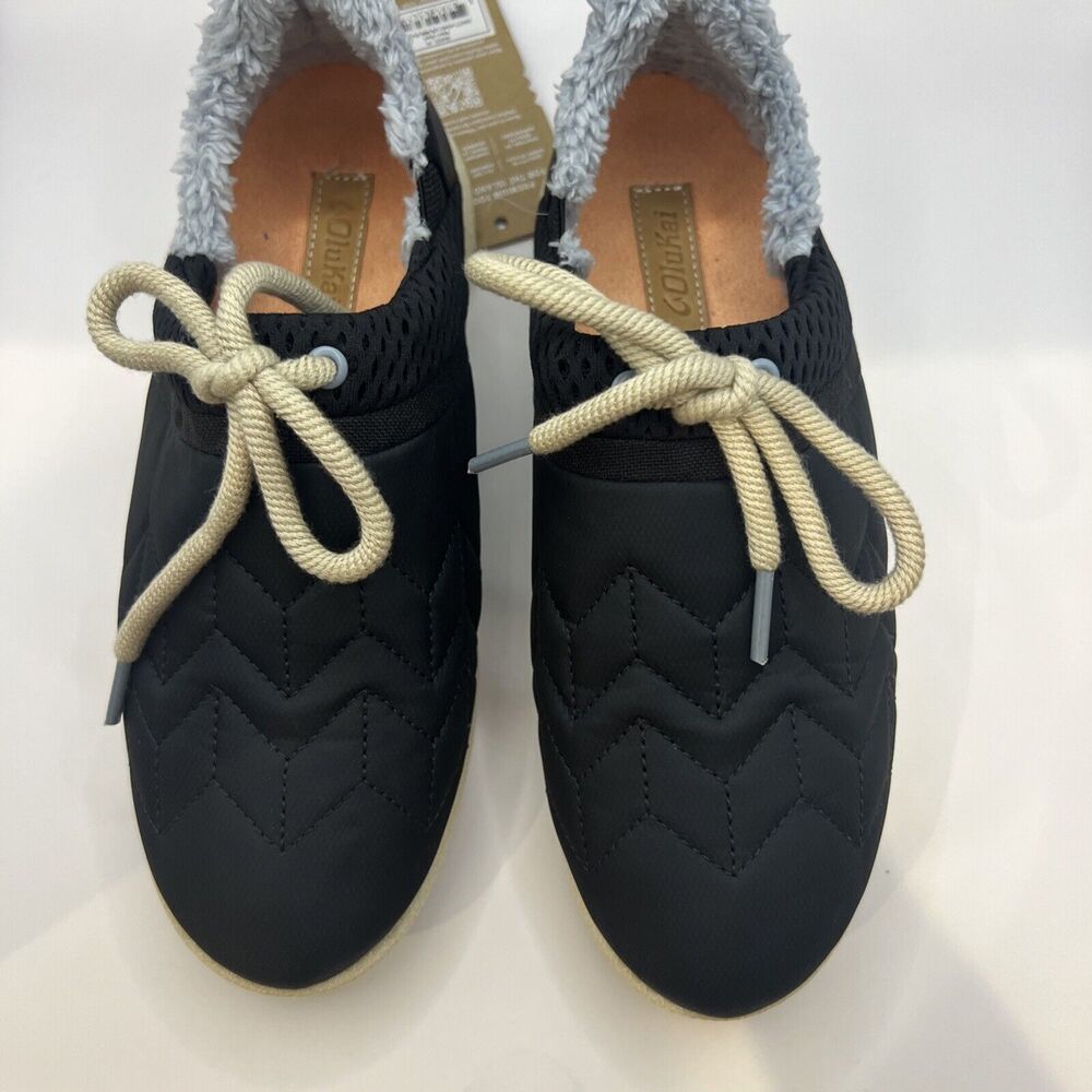 OLUKAI Mahiki Black / Black Slip On Shoes Slipper Women’s Sz8 New - Picture 2 of 9